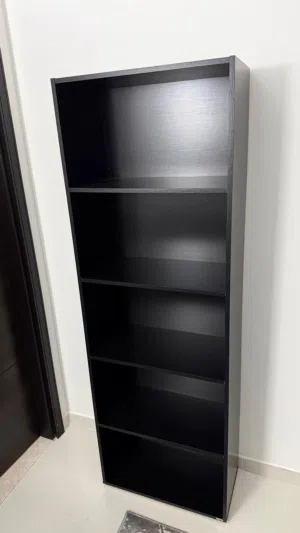 Tall black 5-shelf bookcase / storage unit - good condition