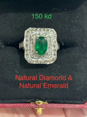 Natural Emerald & 54 Natural Diamond ring