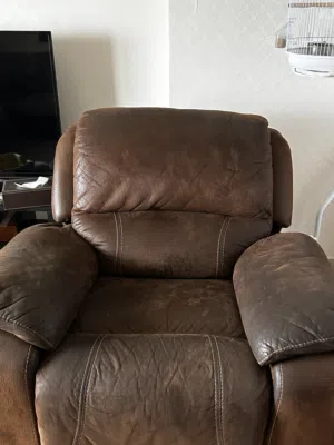 brown leather recliner armchair - used