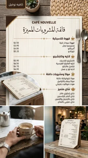 تصميم شعارات وصور إعلانية ومنيو مطاعم ومقاهي