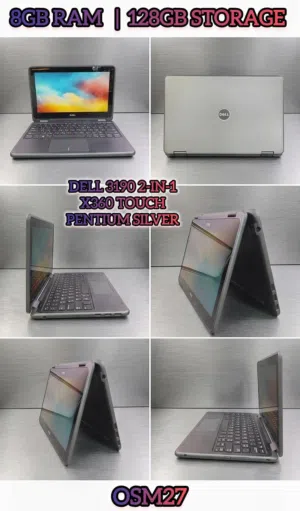 DELL LAPTOP 3190  2-IN-1 X360 TOUCH PENTIUM SILVER 8GB RAM 128GB SSD