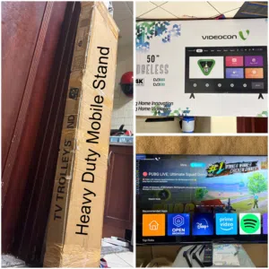 Videocon 50 4K Ultra HD Android Smart TV + Heavy Duty Mobile TV Stand