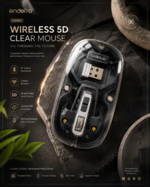 Transparent Wireless Mouse ماوس لاسلكي شفاف بتصميم فخم Rechargeable + Bluetooth + USB جديد ونظيف