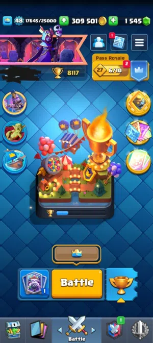 حساب كلاش رويال لفل 48 - ساحة 21 - جميع البطاقات مفتوحة 121/121