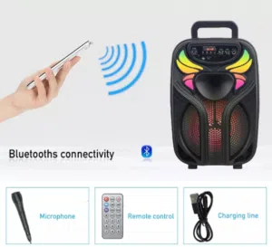 سماعة بلوتوث 8 "مضيئ صوت نقي سوبر باس ريموت ، ميكرفون ، راديو مع شاشه مكفول