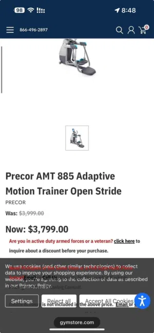 للبيع Precor AMT 885 P80 – إصدار احترافي فاخر