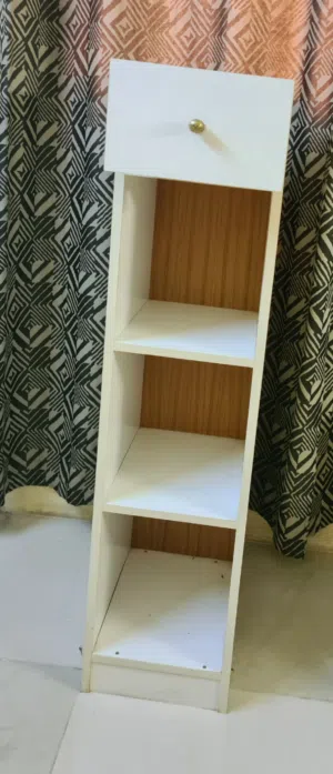 White wooden open shelf