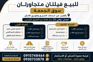 للبيع 2 فيلات جنب بعض في سوق الجمعة