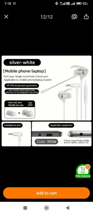 HP Gaming earphones with mic high quality