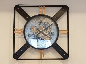 Unique Large Steampunk Wall Clock with Real Moving Gears - Excellent Condition ساعة حائط