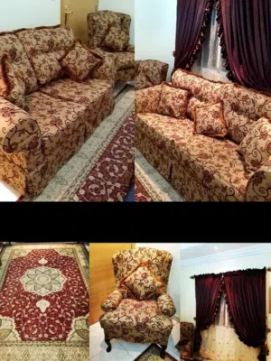 طقم كنب وستاير رول وسجاد ومكتبة تلفزيون