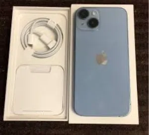 iPhone 14 blue color ios 18 battery 100% came with charger