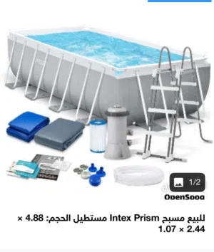 مسبح عائلي منزلي الحجم  INTEX 488×244×107 بهيكل فولاذي
