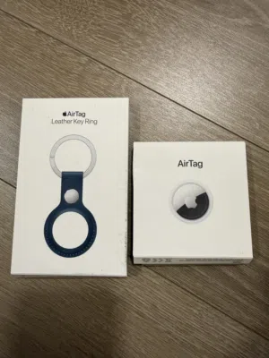 Apple airtag with leather keychain