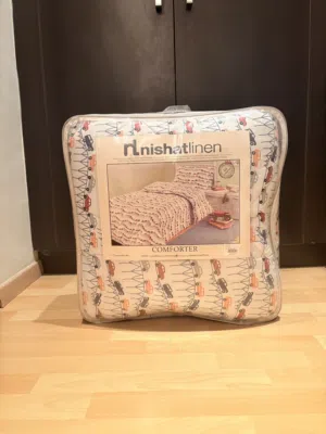 New Unopened Nishat Linen Comforter Set – Car Print – Single Size