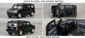 سيارة هامر Hummer H2 سوداء ملكي - مجسم معدني عالي الدقة (أبواب تفتح)