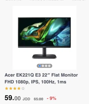 شاشة Acer استعمال خفيف 3 اشهر