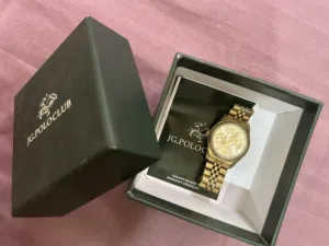 ساعة ذهبيه جميله ستال ستيل براند نوع JG.polo club watch