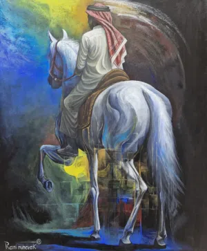 لوحة "البحرين في ظهري" - عمل فني يدوي إحترافي بتوقيع فنان بحريني، بمقاس 120×100