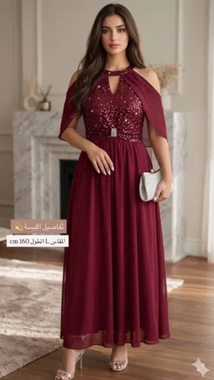 فستان جدا انيق وجميل وخفيف مع الاكسسوارات