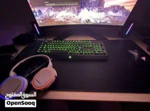 Razor keyboard and mouse+ steel series arctic 5 headset+ Logitech camera and speakers
