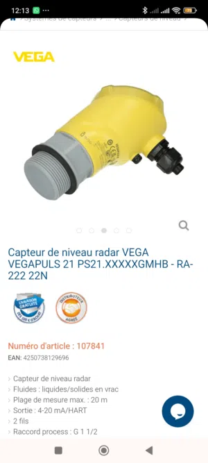 Capteur Radar VEGA VEGAPULS 21 – Neuf à vendre