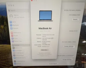 MacBook Air 2019 - MacOS Sonoma 16 GB RAM 256 GB SSD