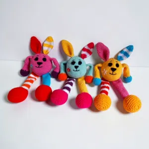 Handmade crochet amigurumi funky easter bunny multicolored colorful