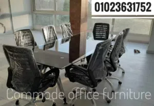 ترابيزة اجتماعات مودرن زجاج سيكوريت مقاوم للكسر _ اثاث مكتبي _ ميتينج روم meeting table