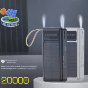 شاحن بور بانك شمسي و كهرباء بطاريه 20000 مللي امبير شحن تلفون خلوي طاقه شمسيه اضائه power Bank