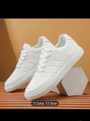 Men White & Black Casual Sneakers  Lightweight Comfortable Shoes  All Sizes Available