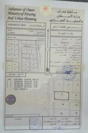للبيع مباشر من المالك خمس اراضي شبك بلوك واحد في ولاية بركاء الصومحان جنوب الاراضي مسورة بالكامل