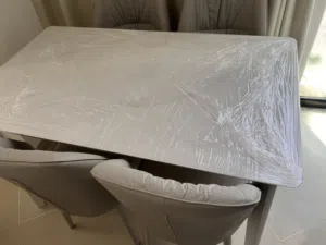 4-Seater Glass Dining Table with Chairs –1 months used