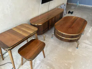 TV stand, cofee table and 2 stools