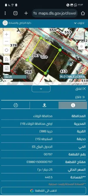 أرض للبيع قوشان مستقل 440 متر جريبا حوض السلايطة 27000