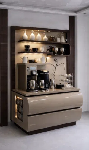 كورنر كوفي تفصيل خشب اتش دي اف عرض 1.60 متر ارتفاع 85 سم عمق 50 سم