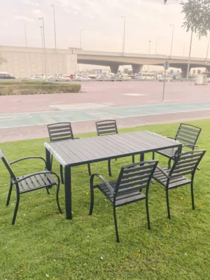 Outdoor dining table set with 6 chairs. Strong metal frame
