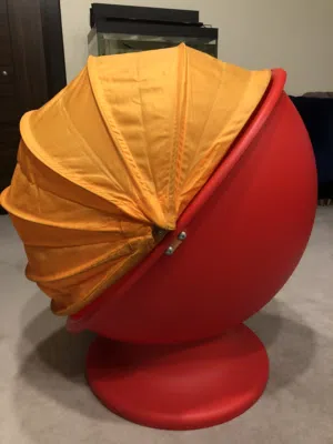 كرسي أيكيا شكل بيضة مع مظلة (Egg Chair) دوّار عدد 2 (لون أحمر وبرتقالي) شراء من بريطانيا للبيع