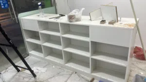 Shelves are avai;able for stotage