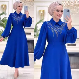 فستان بلون نيلي أنيق للبيع