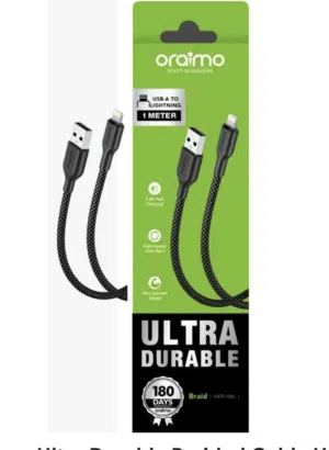 Oraimo Ultra Durable Braided USB to Lightning Cable – Fast Charging & Long Lasting