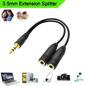 Audio Aux Cable Male to 2x Female Stereo Extension Headphone Splitter Cord 3.5mm