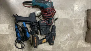Electric drill + battery + thermal silicone sealant + welding machine