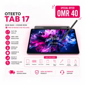 Oteeto Tab 17 — 8GB RAM + 512GB ROM, Brand new · Includes free keyboard case + full accessories box