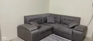 كنب مريح حرف L لون رمادي كنب صاله