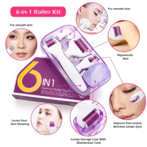 بكج اداه ديرما رولر  6 في 1 الاصلي ابر تيتانيوم Derma Roller ديرمارولر العنايه بالبشره و الشعر