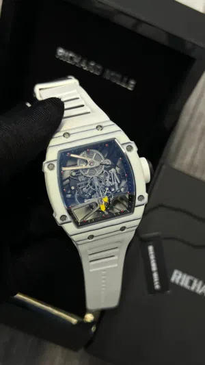 Richard Mille Style Skeleton Automatic Watch – White Rubber Strap (Luxury Clone)