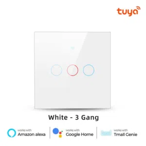 مفتاح اللمس الذكي (3 خطوط - المربع القياسي): Tuya Wi-Fi Smart Touch Switch 3 Gang No Neutral Gl