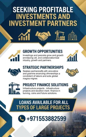 Seeking profitable investments and reliable partners for investment projects. We also provide loans