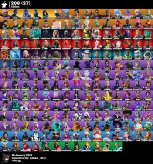 حساب فورت نايت 208 سكن